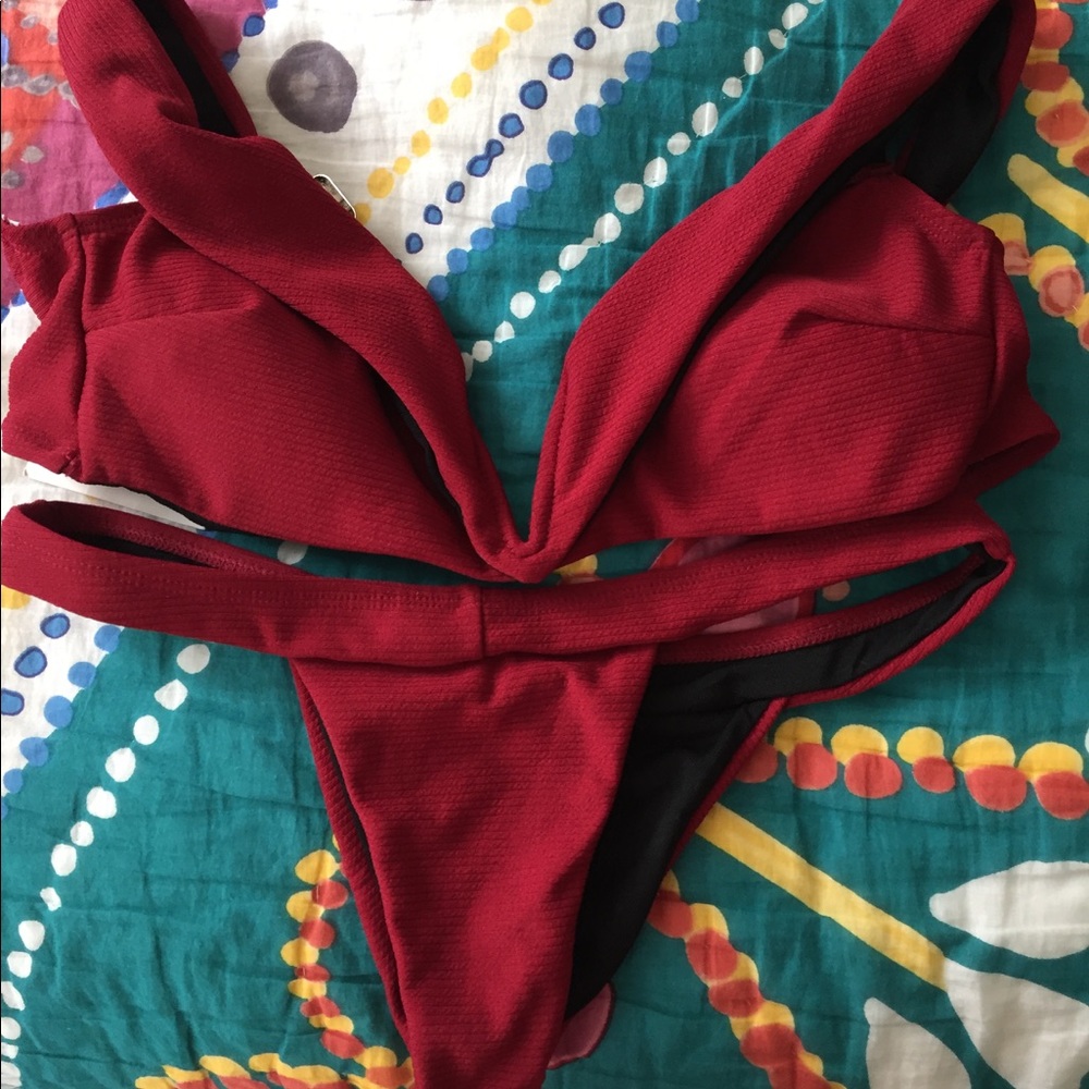 red sz medium Zaful off the shoulder bathing suit